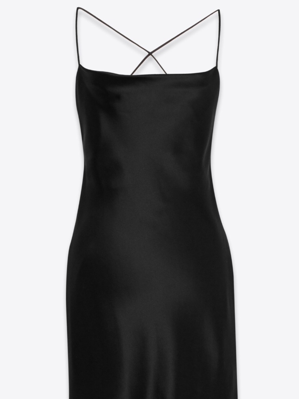 Saint Laurent YSL Black Silk Satin Cowl Back Strappy Runway Slip Mini Dress